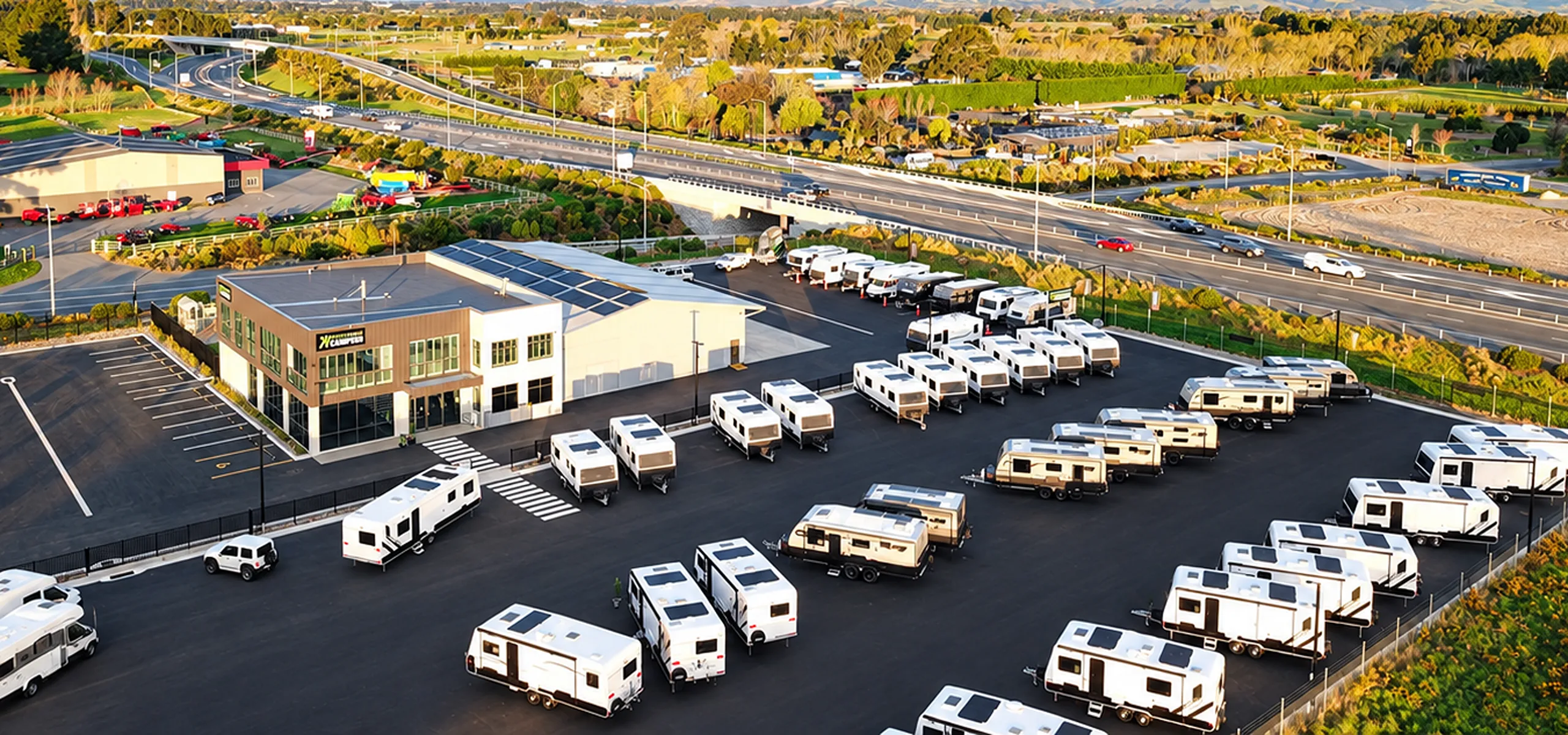 New caravans lined up at the Rolleston yard