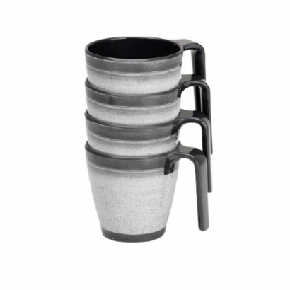 Stacking Mugs - Granite Grey - 4 Piece